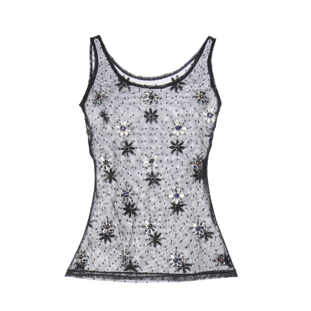 MOSCHINO shiny crystals sheer top